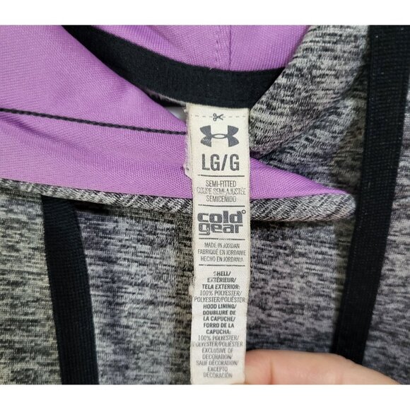 Under Armour Womens LG Pullover Hoodie Sweatshirt Gray Purple Athleisure - Picture 5 of 6